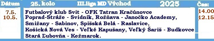 program 25 md východ