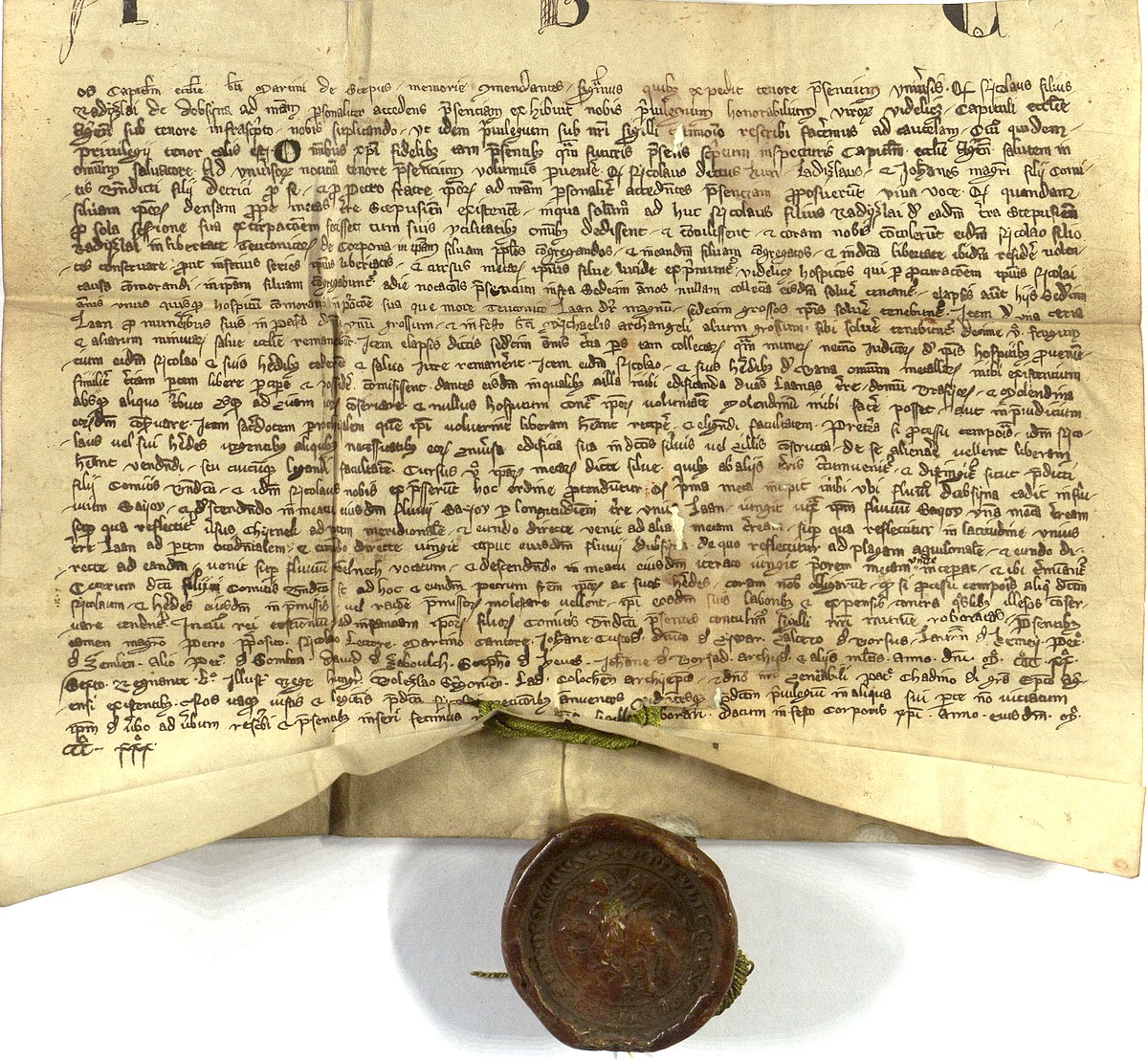 Dobový hodnoverný odpis zakladacej listiny v Dobšinej z roku 1326
