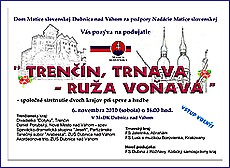 Plagát stretnutia dvoch krajov pri speve a tanci - Trenčín, Trnava - ruža voňavá