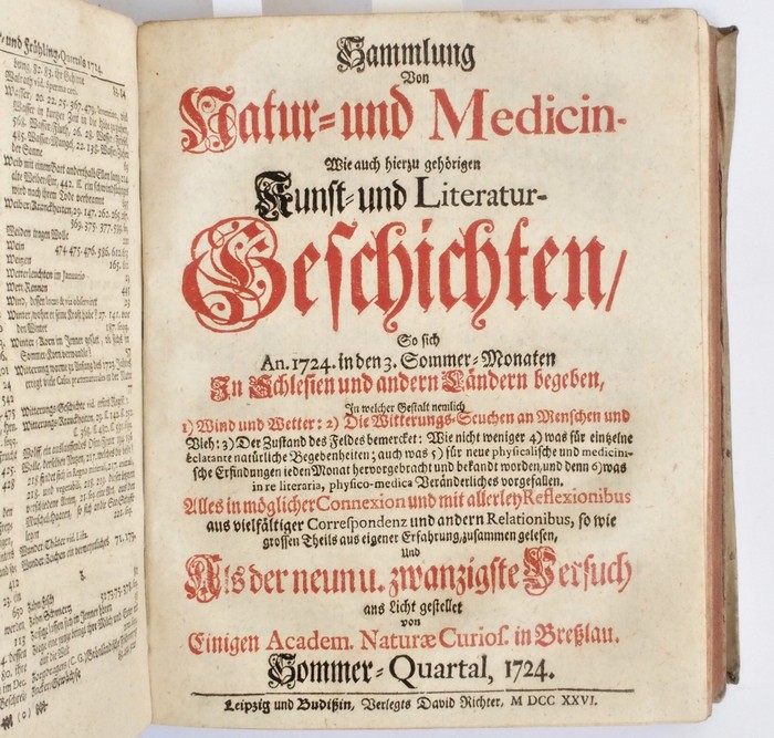 Príloha č. 2 a Titulný list 28. píirodovedného a medicínskeho výskumu z roku 1724