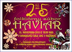 Plagát jubilujúceho folklórneho súboru Haviar z Rožňavy
