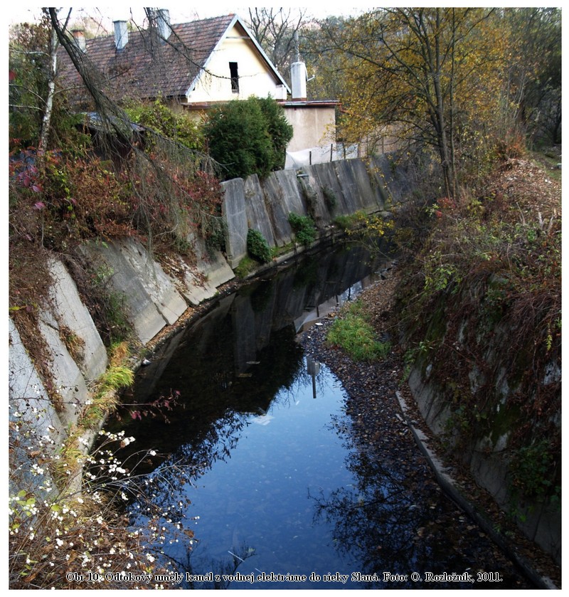 Obr.10: Odtokový umelý kanál z vodnej elektrárne do rieky Slaná. Foto O. Rozložník, 2011