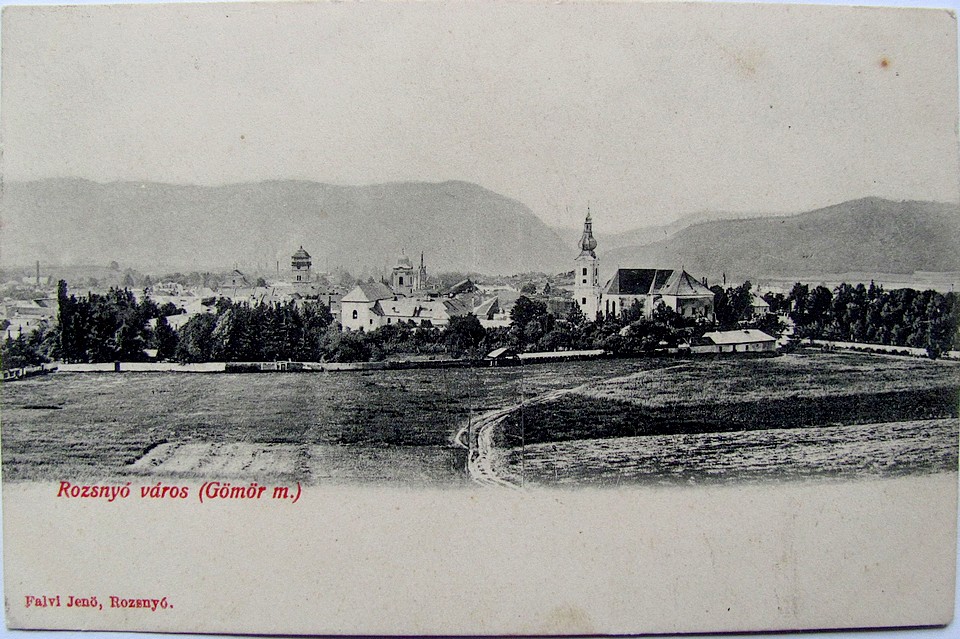 roznava Pohľadnica Rožňava. Výhľad na mesto. Vydal Falvi Jenő 1909
