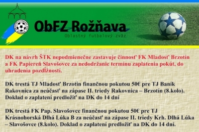 Úradná správa ObFZ Rožňava č. 27 / 2015-2016