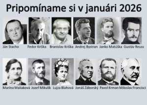 Pripomíname si okrúhle výročia osobností Gemera a Gemera-Malohontu, pripadajúce na január 2026