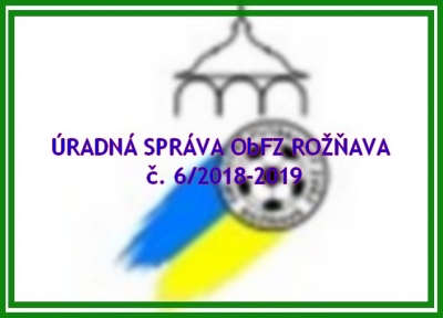 Úradná správa ObFZ Rožňava č. 6/2018-2019