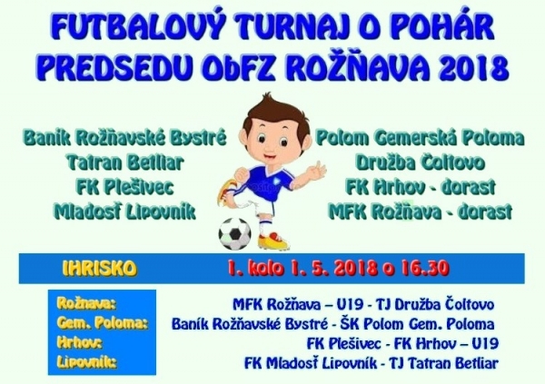 Prvého mája začína prvé kolo futbalového turnaja o Pohár predsedu ObFZ Rožňava 2018