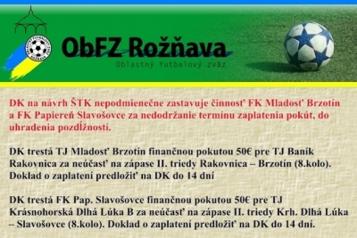 Úradná správa ObFZ Rožňava č. 21 / 2015-2016