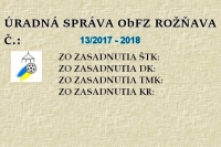 Úradná správa ObFZ Rožňava č. 13/2017 - 2018