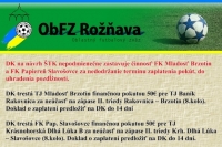 Úradná správa ObFZ Rožňava č. 31 / 2015-2016
