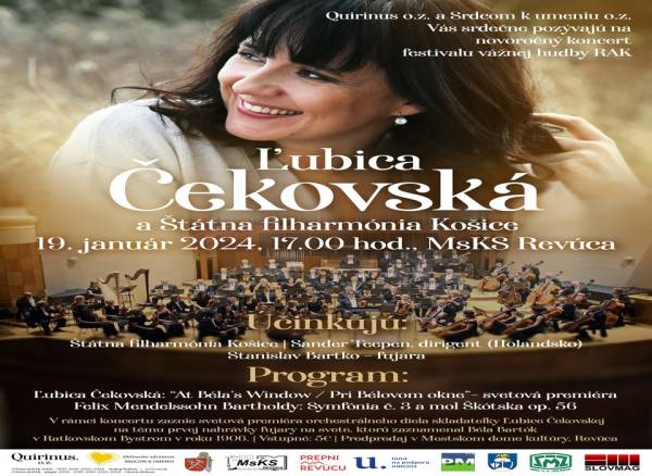 Novoročný koncert Festivalu vážnej hudby v Revúcej so svetovou premiérou orchestrálneho diela Ľubice Čekovskej