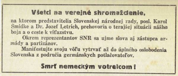 Čo písala tlač na povstaleckom území v prvých októbrových dňoch roku  1944