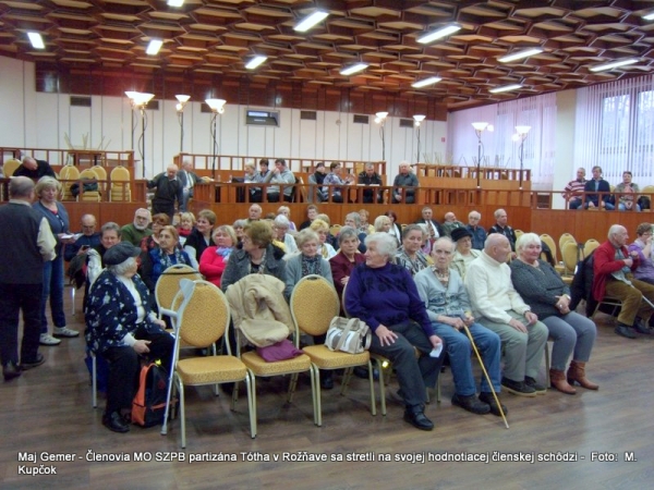 Členovia MO SZPB partizána Tótha v Rožňave sa stretli na svojej hodnotiacej členskej schôdzi