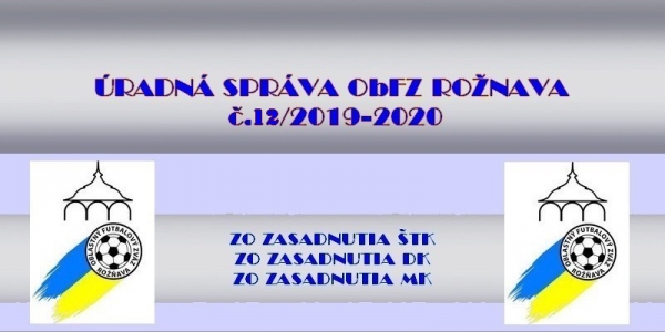 Úradná správa ObFZ Rožňava č. 12/2019-2020