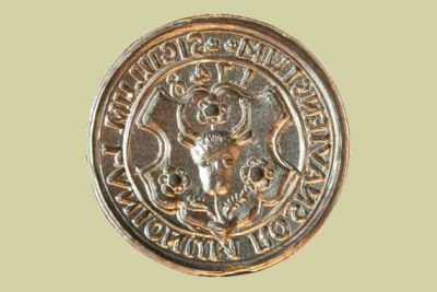 Pečatidlo rožňavského cechu mäsiarov z roku 1748.