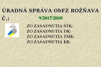 Úradná správa ObFZ Rožňava č. 9/2017/2018