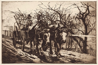 Viktor Hermély: S povozom, grafika, 1930-1940