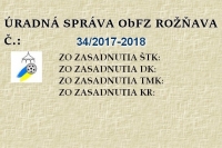 Úradná správa ObFZ Rožňava č. 34 / 2017-2018