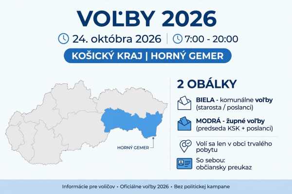 Komunálne a župné voľby 2026 na Hornom Gemeri: kedy, kde a ako sa volí